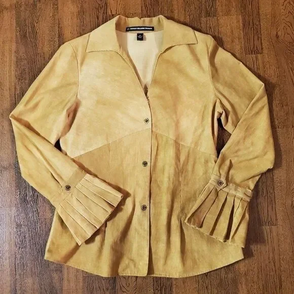 Company Ellen Tracy Womens Sz 6 Shirt Gold Pinwale Corduroy - Picture 3 of 12